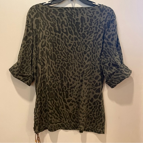 Ralph Lauren Olive Leopard Print Blouse - Picture 2 of 5